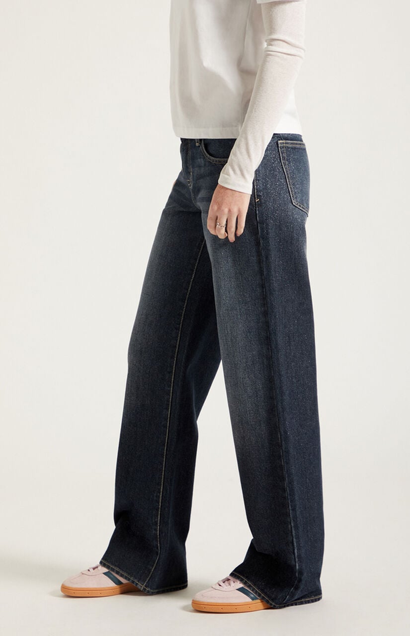Zoe Low Rise Girlfriend Jeans Sparkly Dark Blue