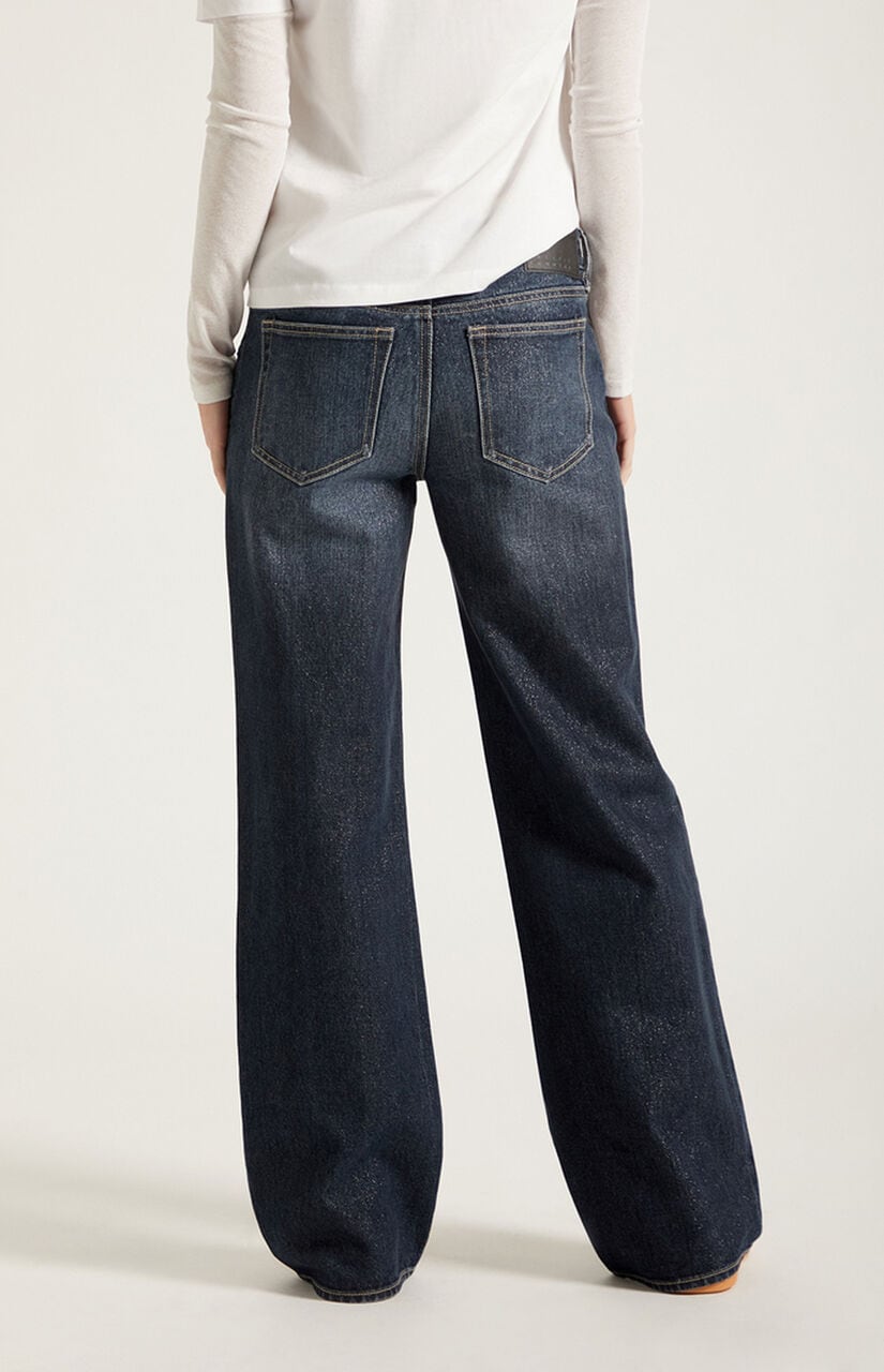 Zoe Low Rise Girlfriend Jeans Sparkly Dark Blue