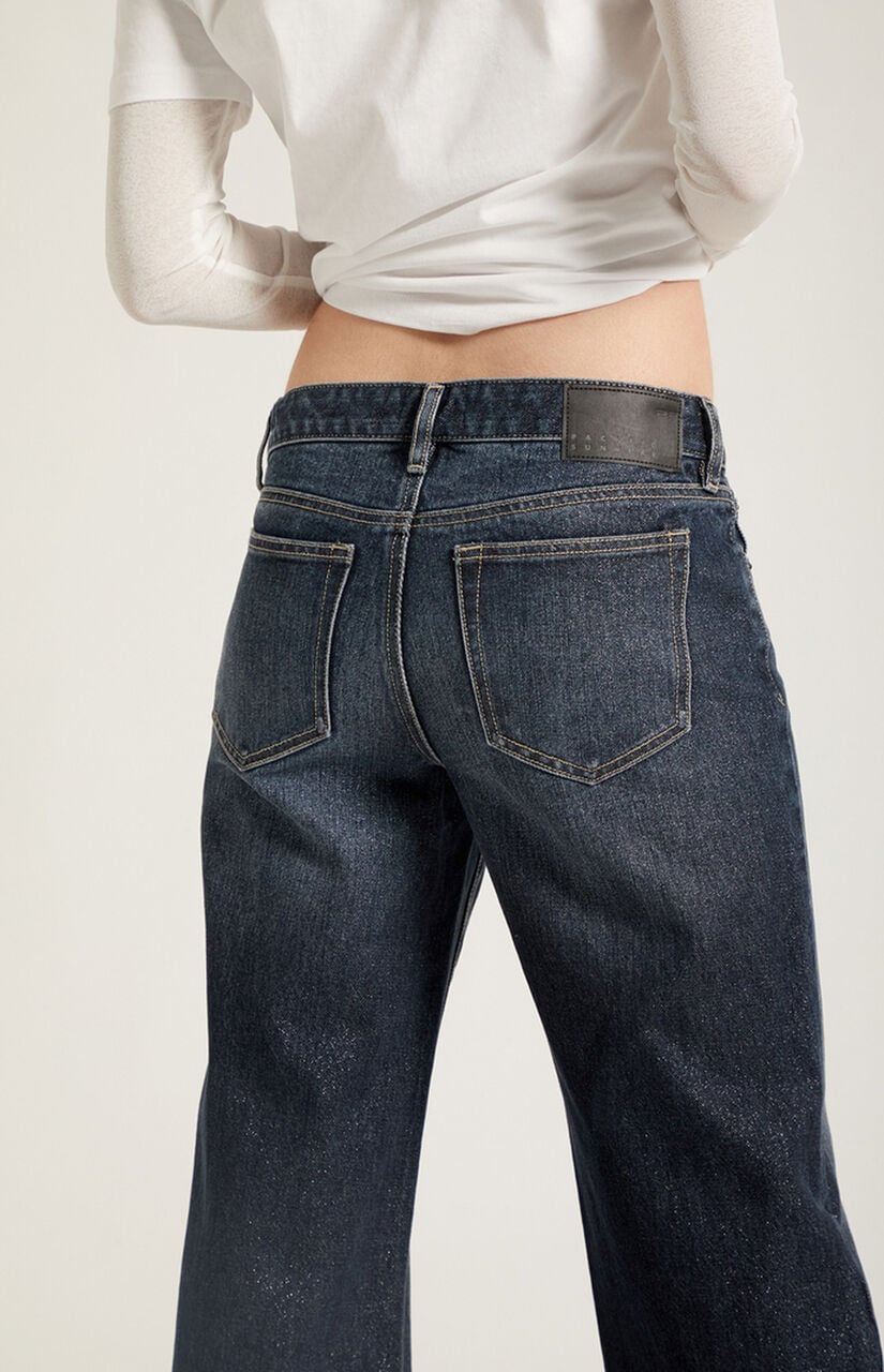 Zoe Low Rise Girlfriend Jeans Sparkly Dark Blue
