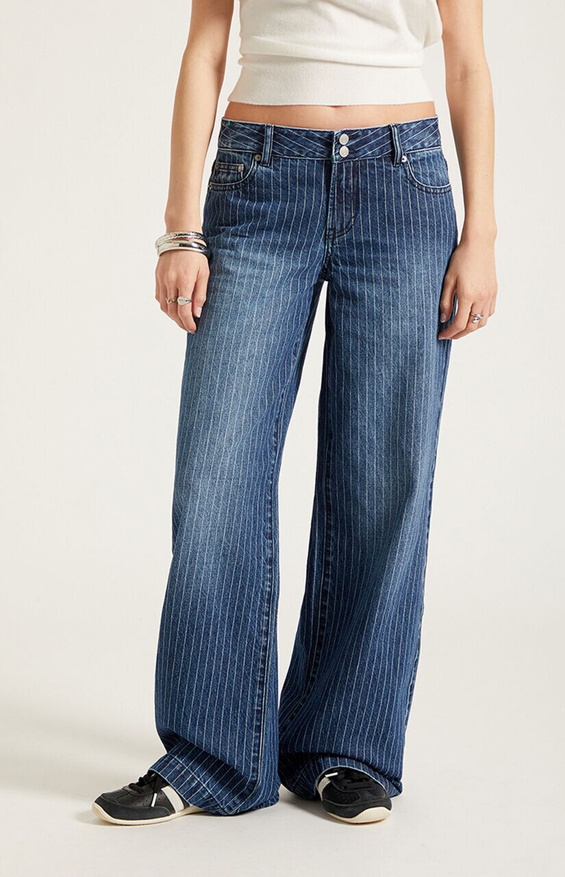 Casey Low Rise Baggy Jeans Pinstripe