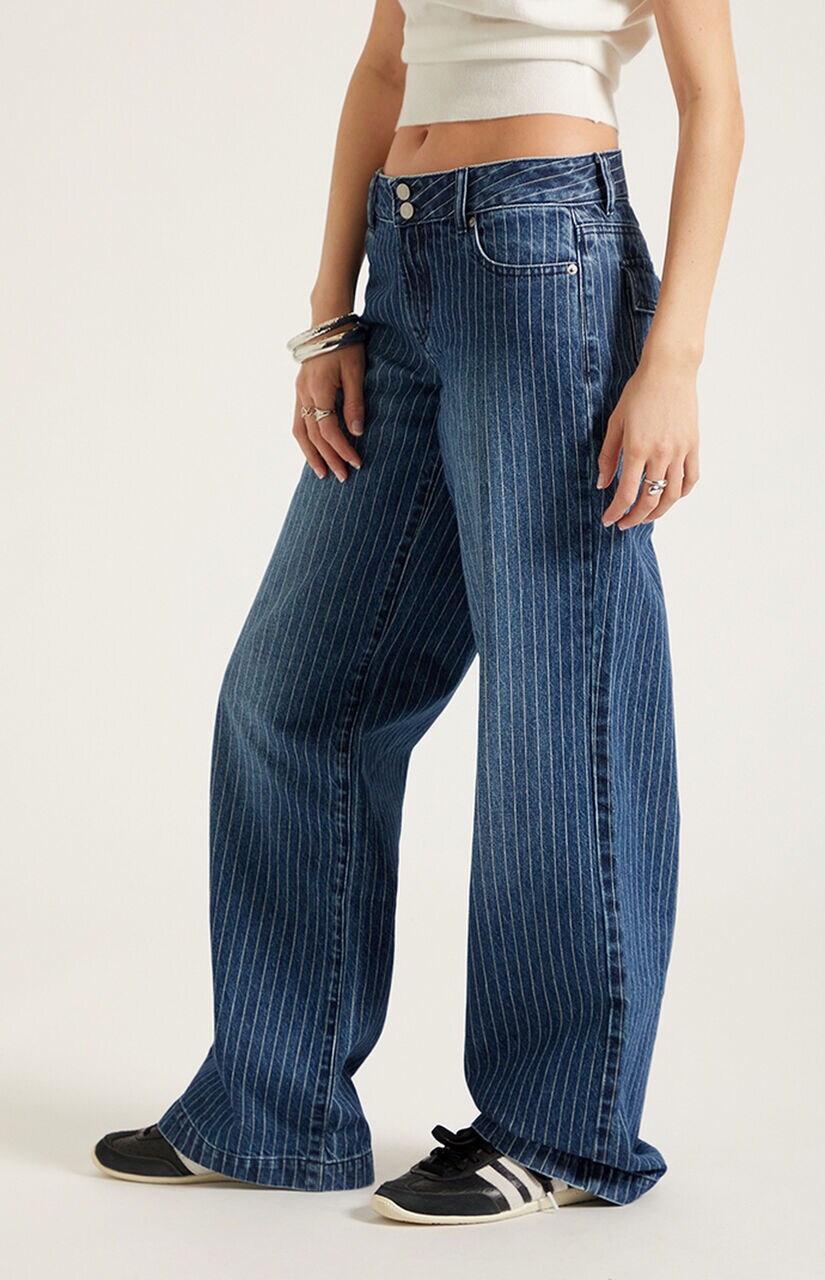 Casey Low Rise Baggy Jeans Pinstripe