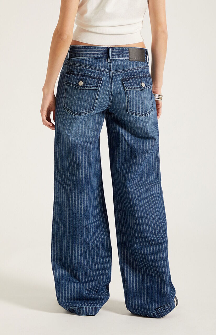 Casey Low Rise Baggy Jeans Pinstripe