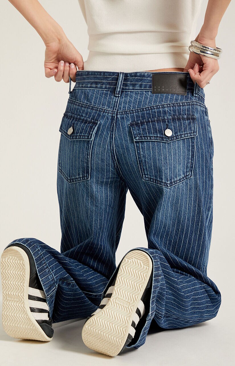 Casey Low Rise Baggy Jeans Pinstripe