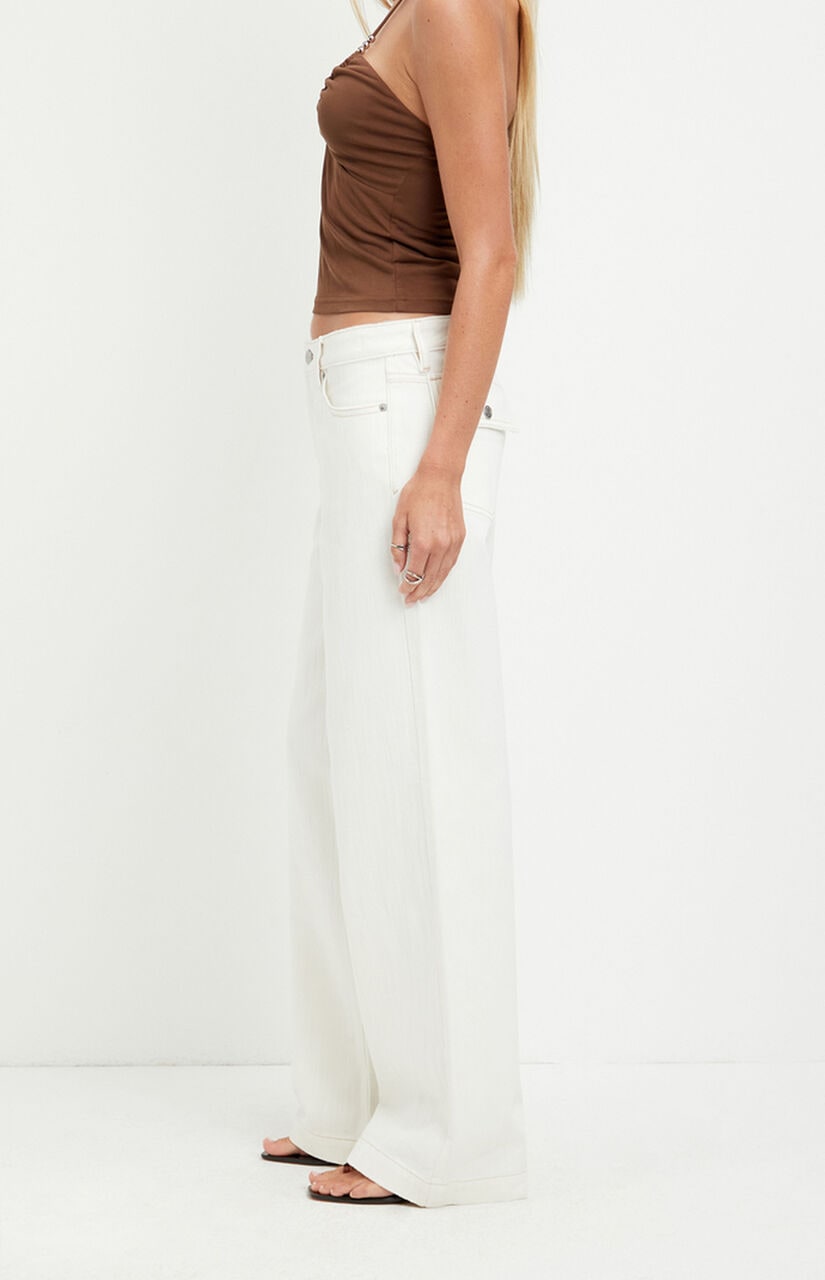 Casey Low Rise Baggy Jeans Contrast Stitch White