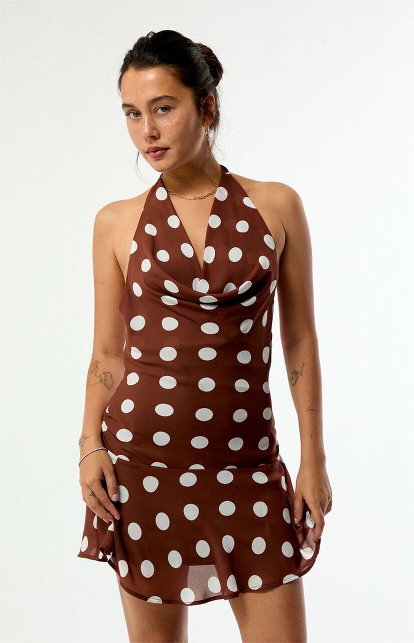 Tate Polka Dot Cowl Mini Dress
